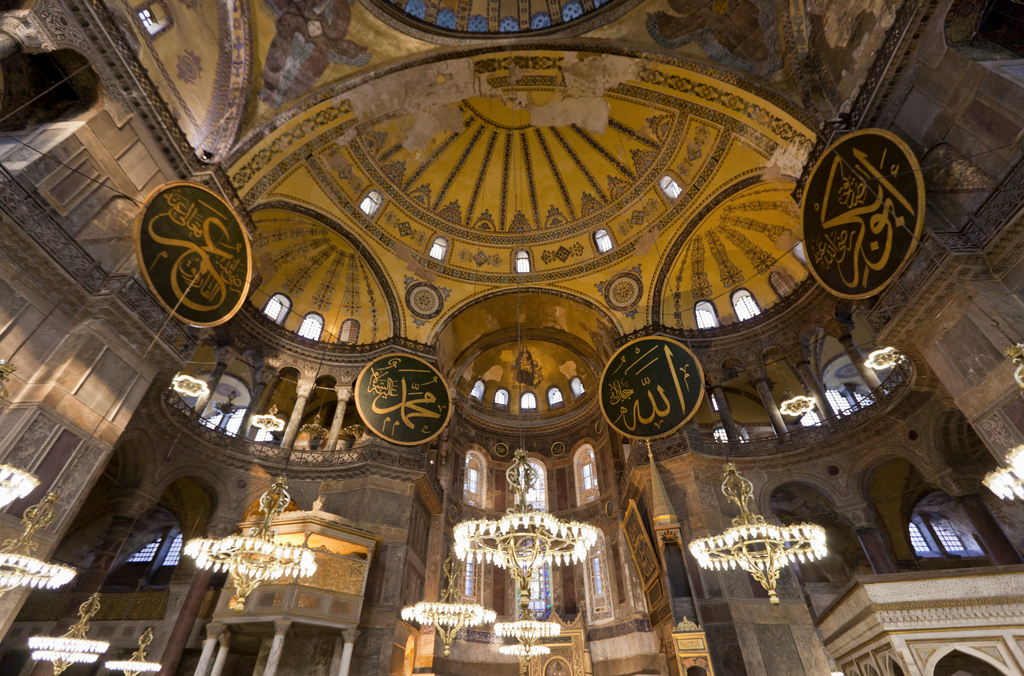 Hagia Sophia marble columns interior view